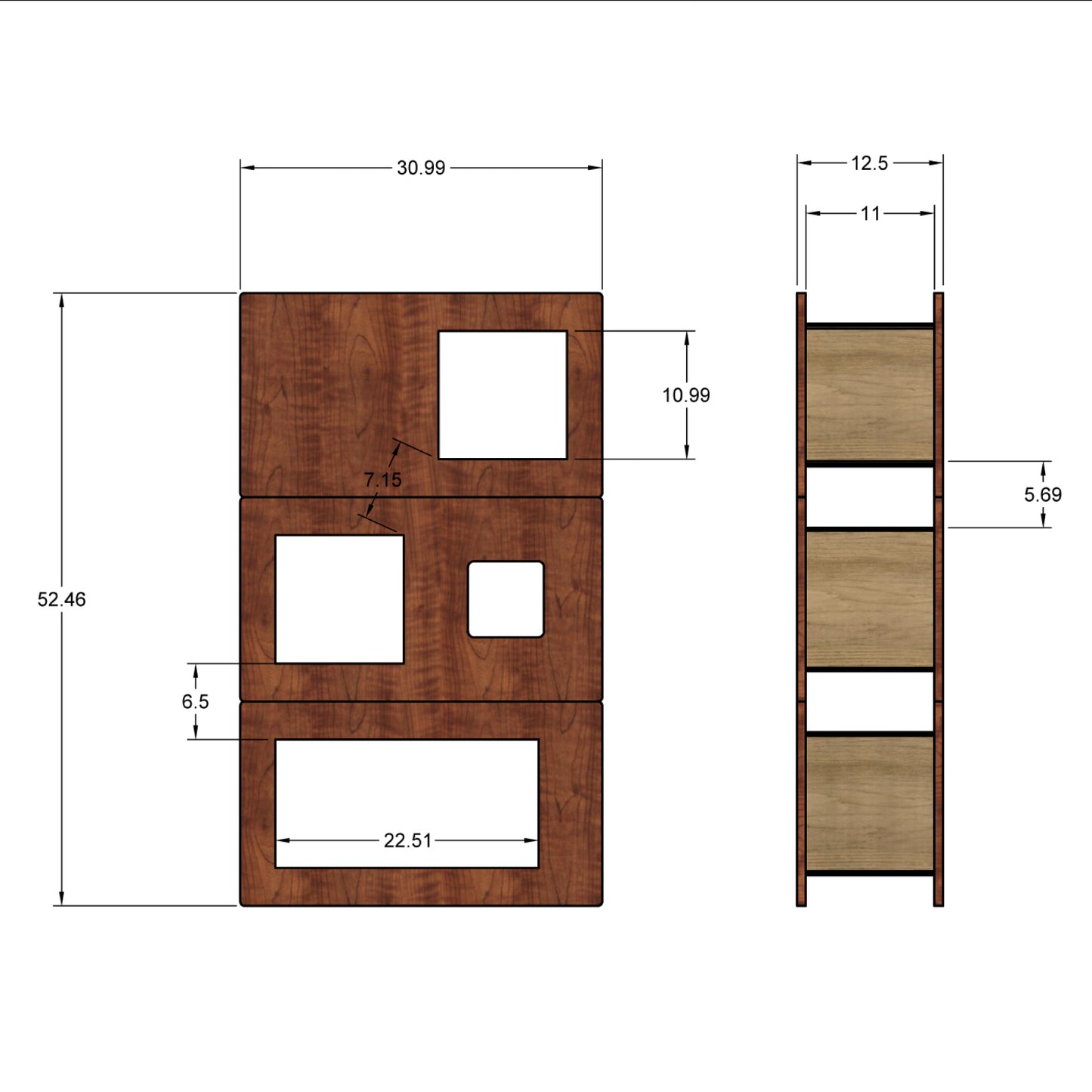 52" Tall module Cat Case™ Bookcase with Hidden Cat Tree / Cat Tower (3 - 17.5" module unit)