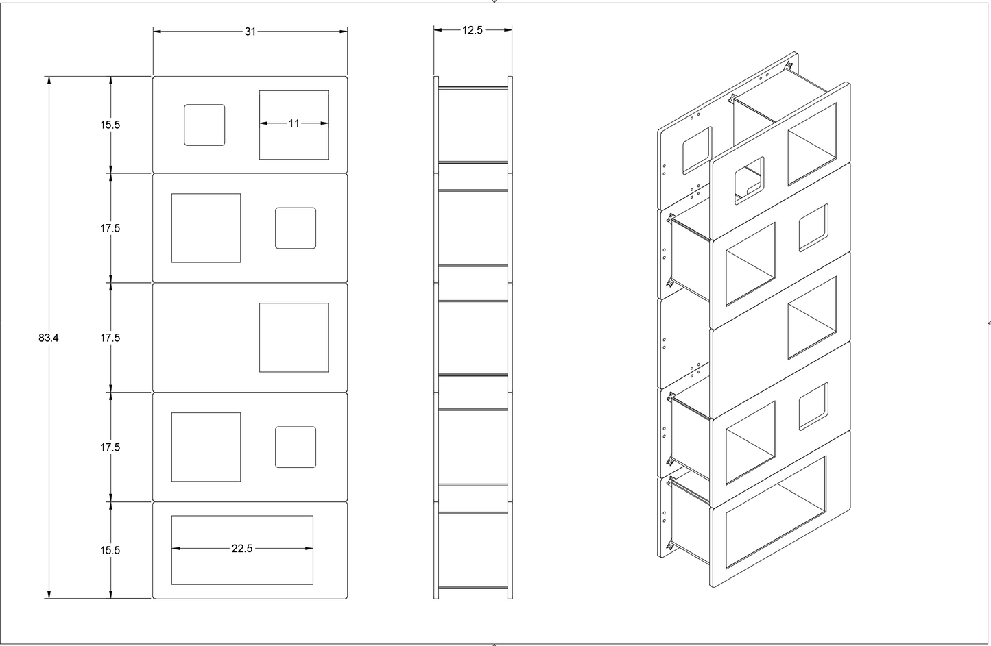Unique 5 module Combination Configuration - Cat Case™ Bookcase with Hidden Cat Tree / Cat Tower
